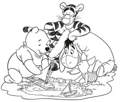 [Translate to English (Malaysia):] colouring page motif with Winnie the Pooh