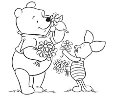 [Translate to English (Malaysia):] colouring page with Winnie the Pooh