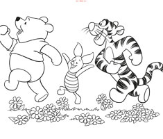 [Translate to English (Malaysia):] colouring page Winnie the Pooh and friends