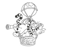 [Translate to English (Malaysia):] colouring page with Winnie the Pooh and friends
