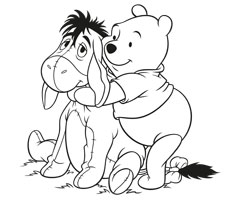 [Translate to English (Malaysia):] colouring page with Winnie the Pooh