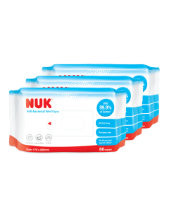 NUK Antibacterial Wet Wipes 80's x 3